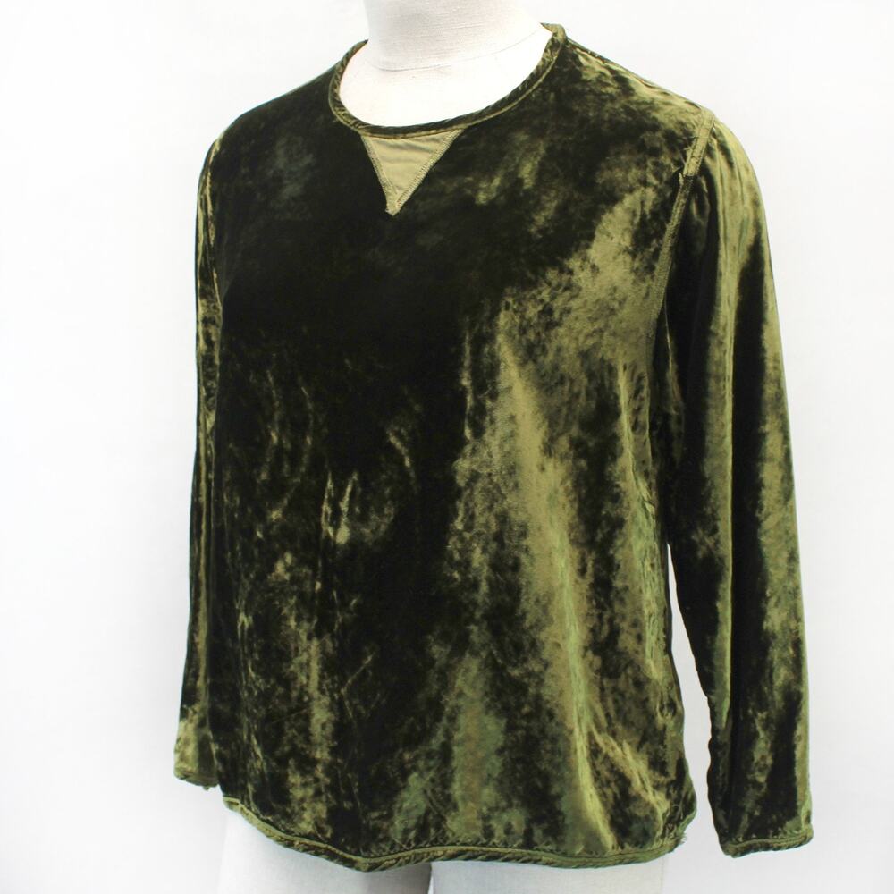 CLICK By Color Me Cotton Vtg Velvet Top Blouse Pullover Long Sleeve Large U.S.A.